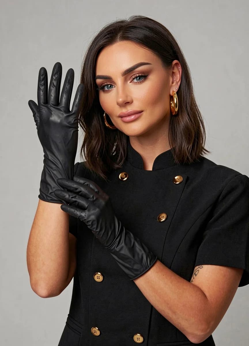 Gabi pulling on a glove before a session